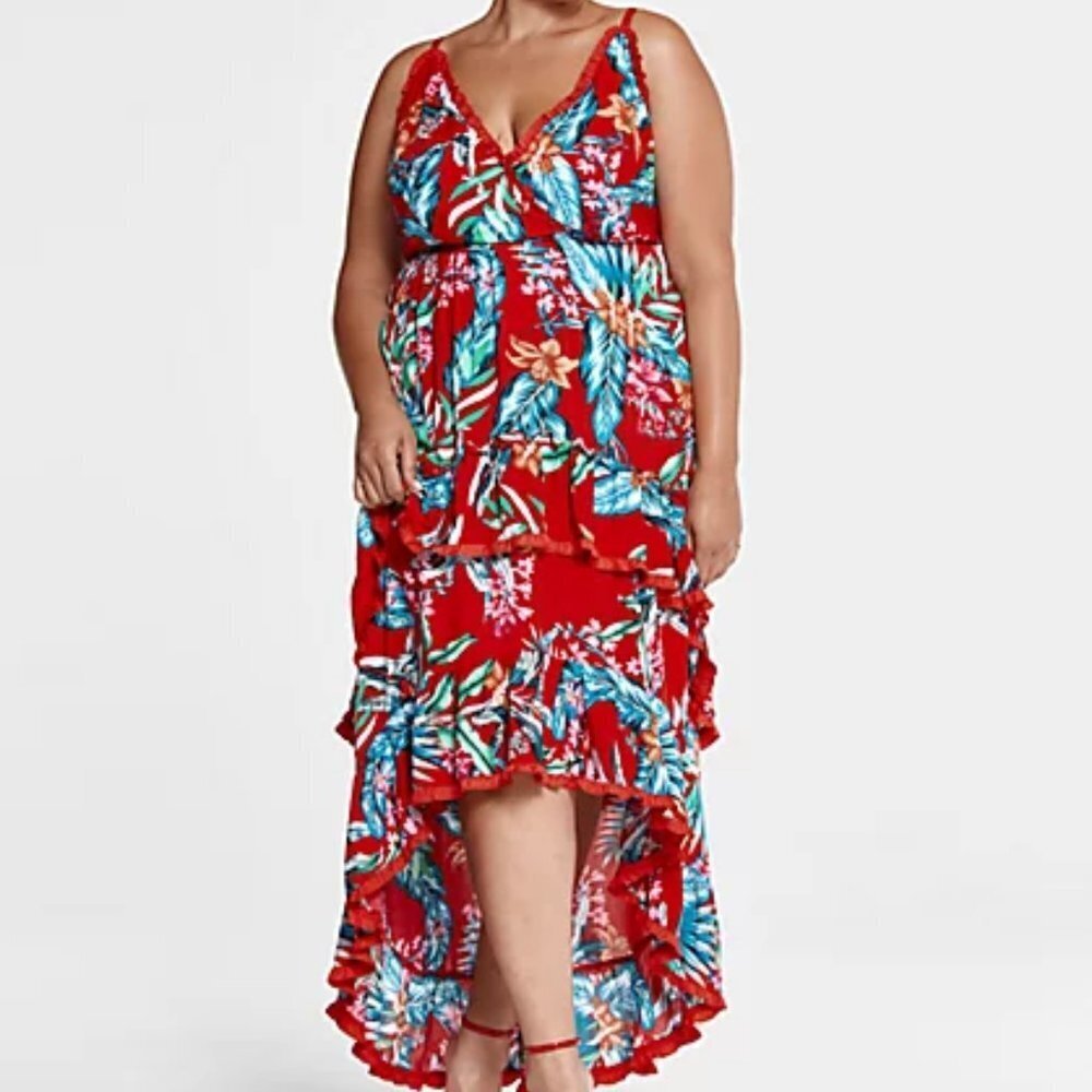 #14❤️ New Fashion to Figure Hi Low Surplice Ruffle Dress